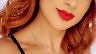 Close approximately video of a comely chick smiling and having divertissement