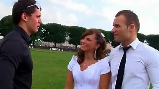 The bride fuck by three guy