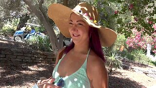 Outdoors video of Lily Adams giving habitual user and property fucked in doggy